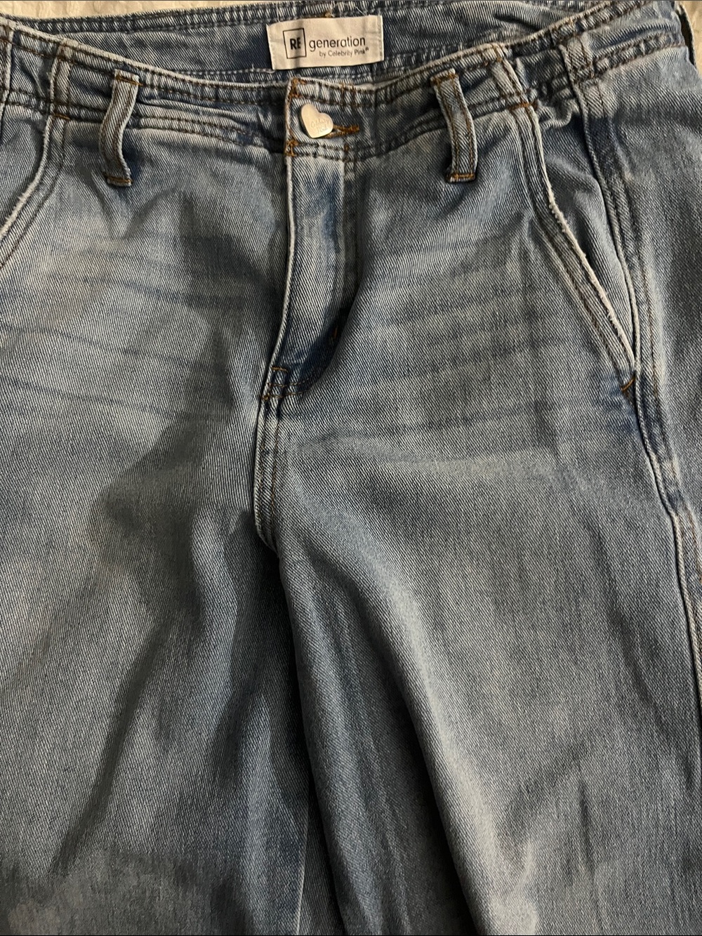 Generation by Celebrity Pink Light Blue Wide Leg Distressed Women’s Jeans